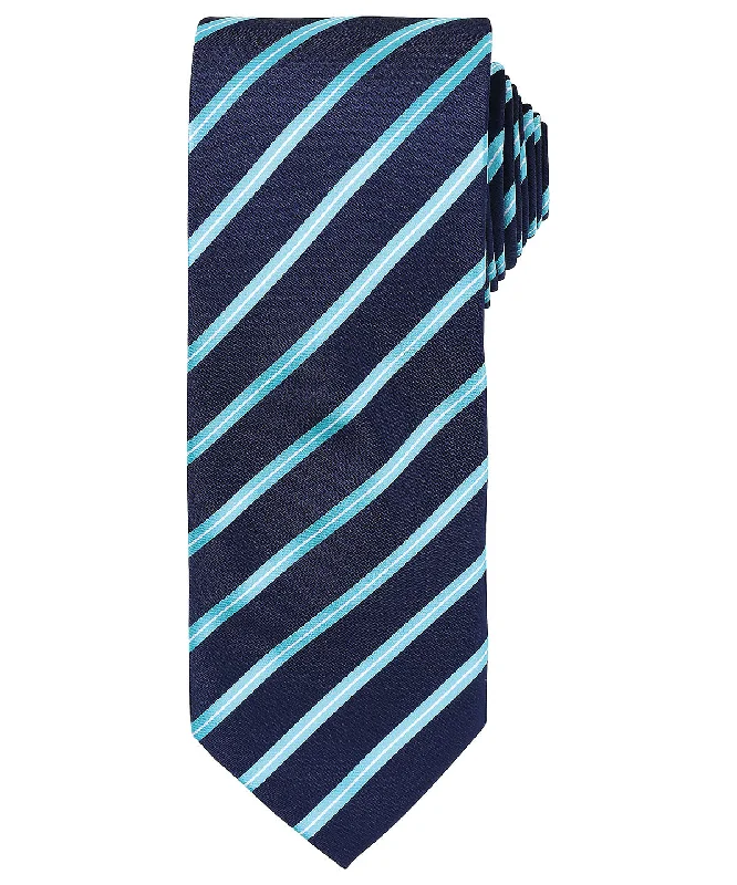 Faux Leather JacketsNavy/Turquoise - Sports stripe tie