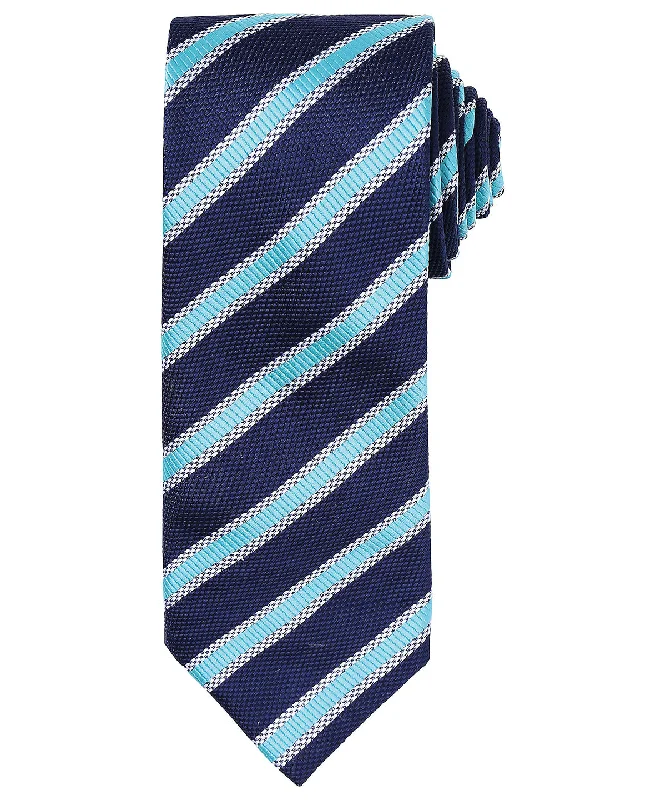 Recycled Fabric JacketsNavy/Turquoise - Waffle stripe tie