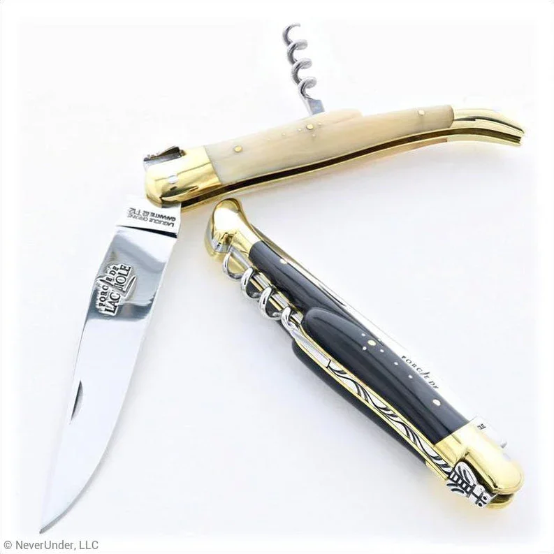 CrewnecklegendLaguiole 12cm Horn Tip Brass Bolster Corkscrew