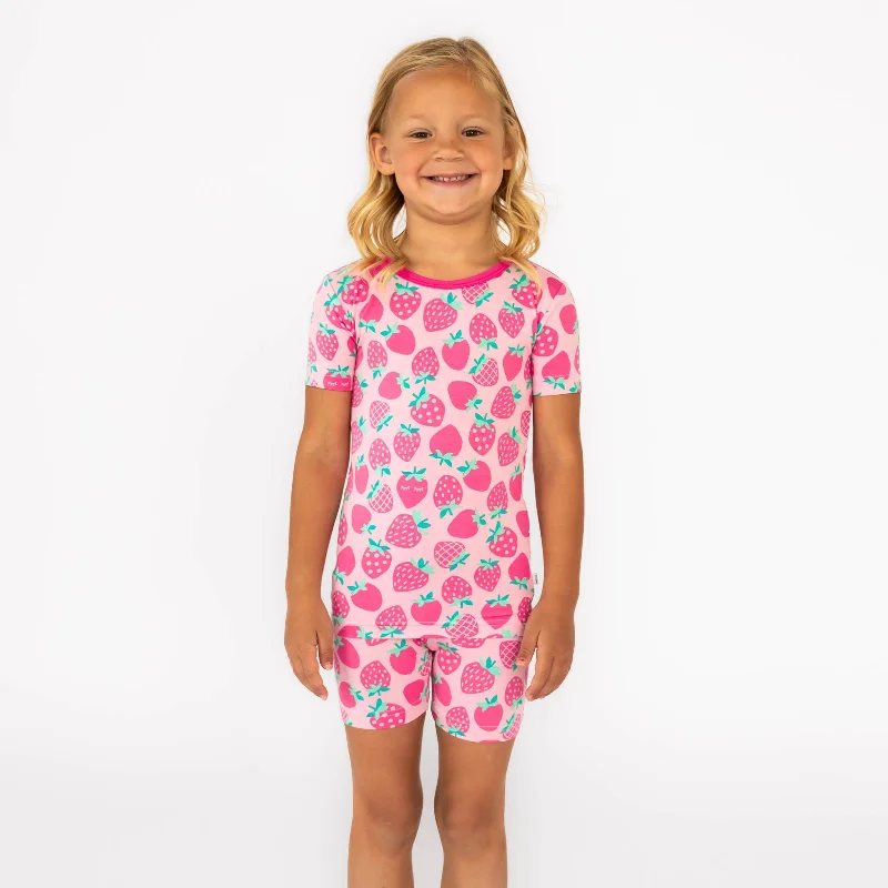 Sweet Strawberries Two-Piece Short Sleeve & Shorts Pajama Set