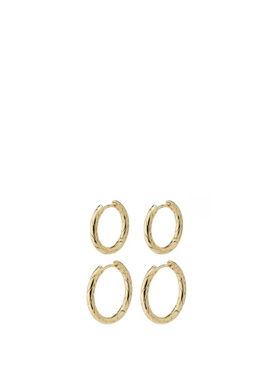 Pilgrim Love Set of 2 Hoop Earrings, Gold