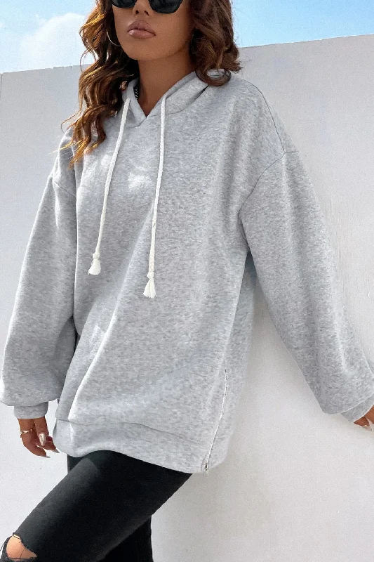 Side Zipper Dropped Shoulder HoodiePunk Sweatshirts