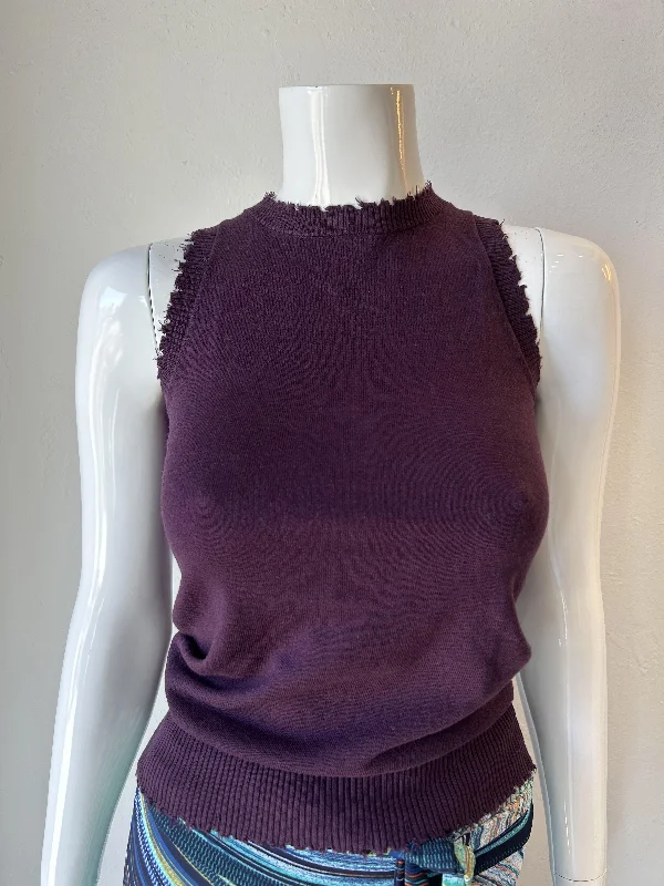 Running teeMinnie Rose- Cotton/Cashmere Frayed Tank Loganberry