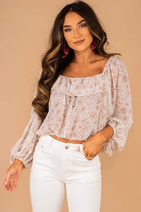 This Is Your Moment Ivory White Floral CropCroptopcashmere