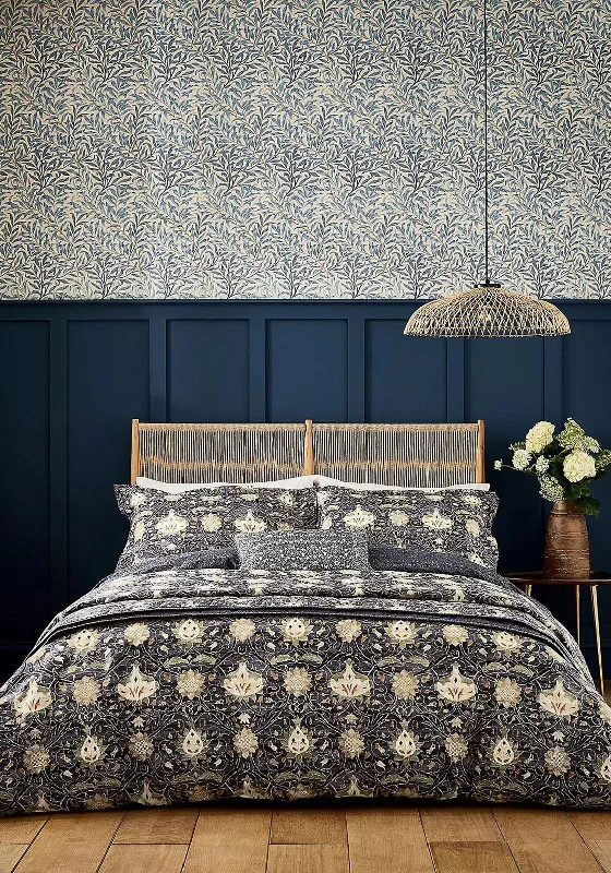 Morris & Co. Montreal Superking Duvet Set, Indigo & Slate