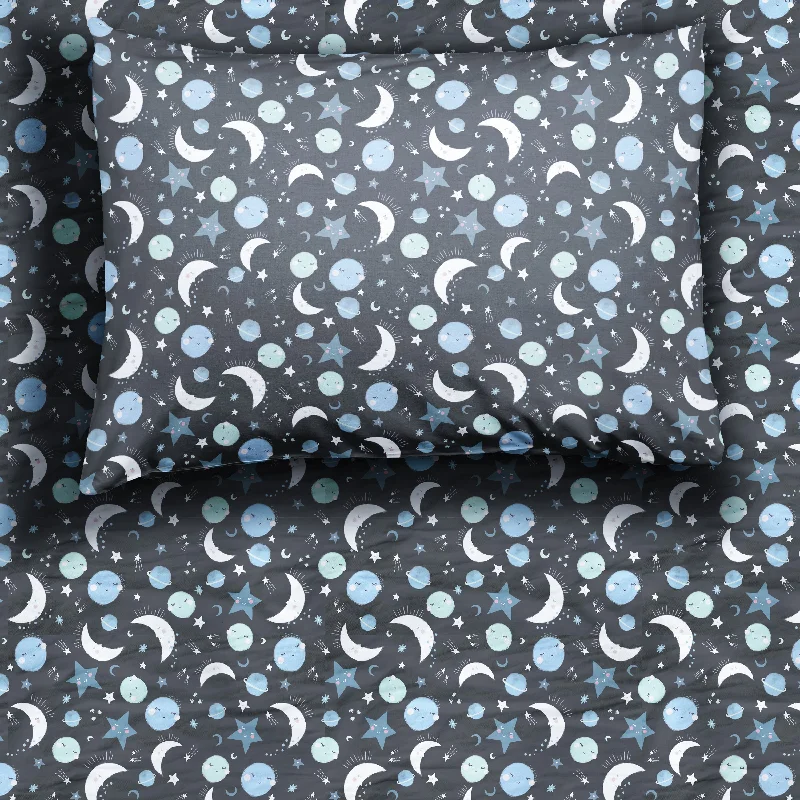 Blue To the Moon & Back Twin Sheet Set