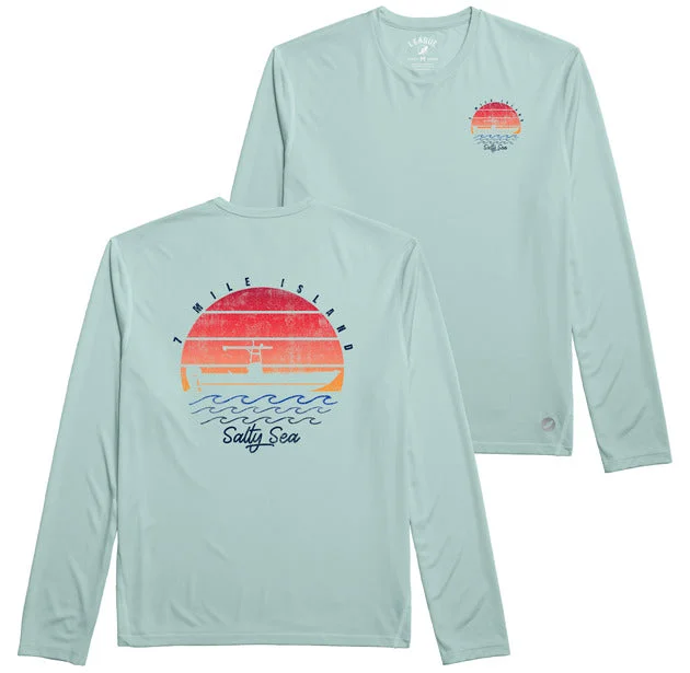 CrewneckarMen's Seven Mile Island Sundial Long Sleeve Crew - Surf Blue