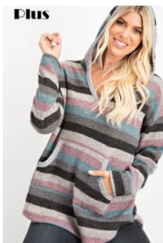 RUST Cozy Stripe Print Brushed Long Sleeve HoodieTie-Dye Hoodies