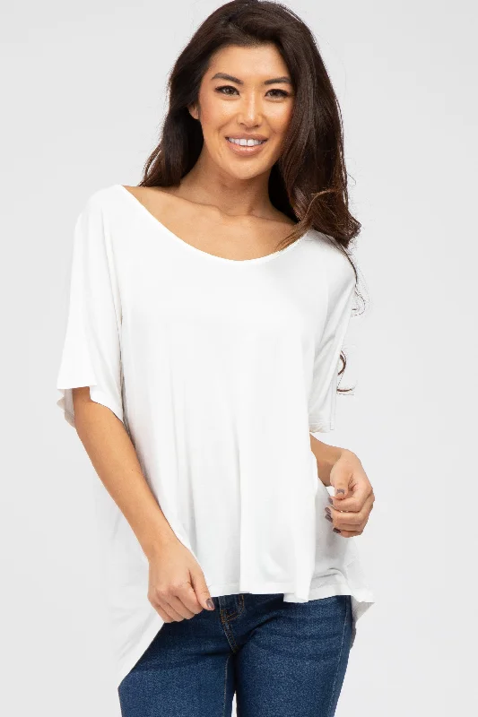 Printed Short Sleeve TopsWhite Basic Raglan Short Sleeve Top