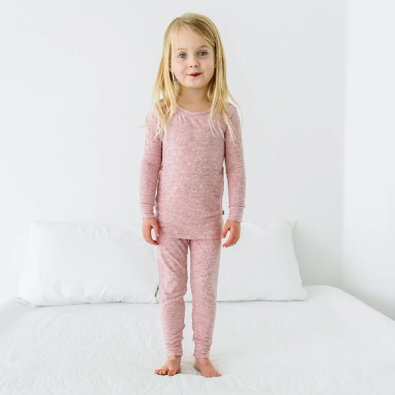 Heather Mauve Ribbed Two-Piece Pajama Set