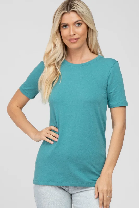 Slim Fit Short Sleeve TopsJade Crew Neck Short Sleeve Top