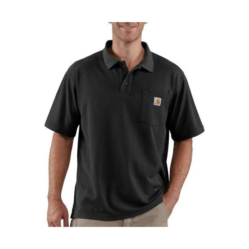 V-Neck Short Sleeve TopsCarhartt Men's Contractor's Short Sleeve Pocket Work Polo Shirt - Black - ONLINE STORE CREDIT/EXCHANGE ONLY