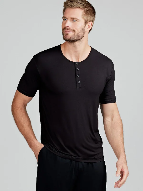 Lounge Short Sleeve TopsBamboo Silk Sleep Short Sleeve Henley