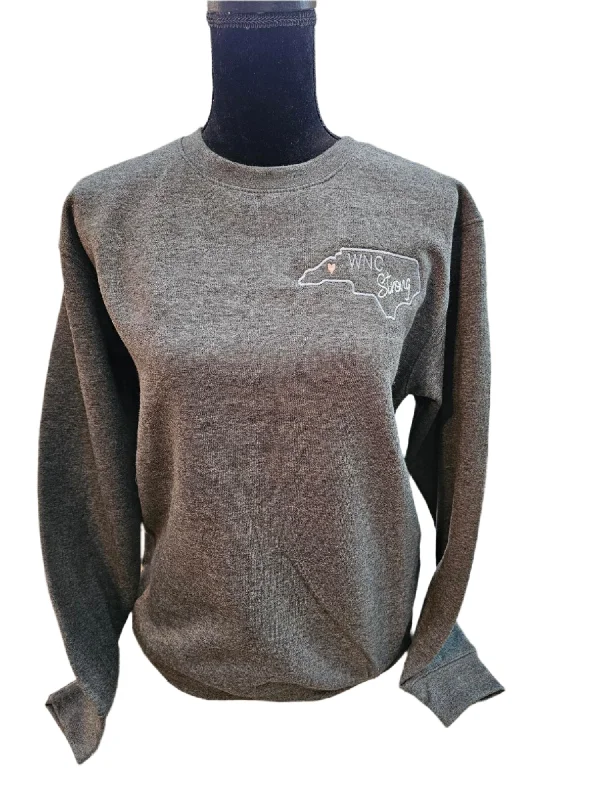 CrewnecksweaterSweatshirt  WNC Logo Crewneck Embroidered  Charcoal with logo on chest 3 color Embroidery