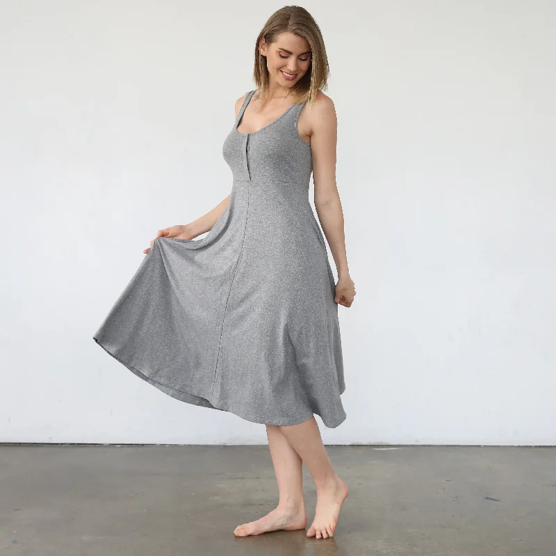 Lightweight vestAudrey Softest Rib Nursing & Pregnancy Tank Dress (Dark Gray)