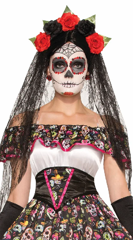 Gala DressDay of the Dead Black Veil Headdress