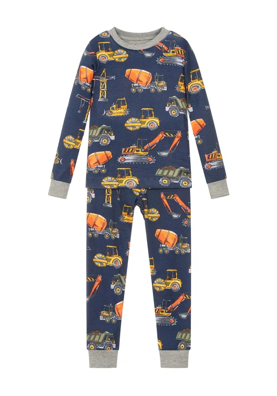 Hatley Boy Construction Trucks Pyjama Set, Navy