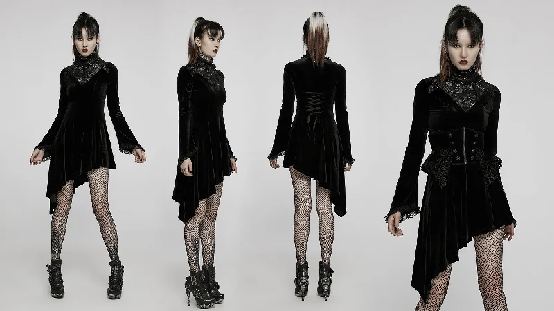 T-shirt DressGothic Asymmetric Elegant Velvet Lace Dress