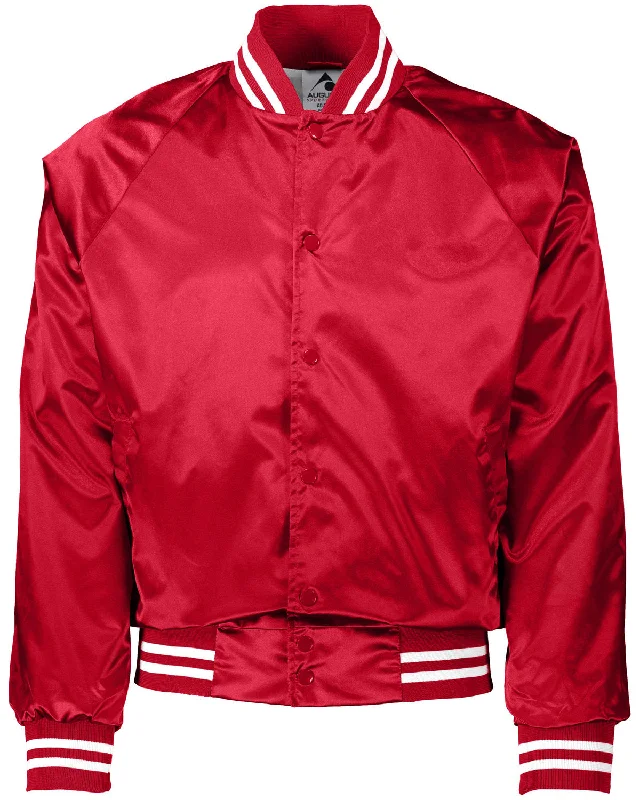 Relaxed Fit ShirtsAugusta Sportswear 3610 Unisex Striped Trim Satin Baseball Jacket