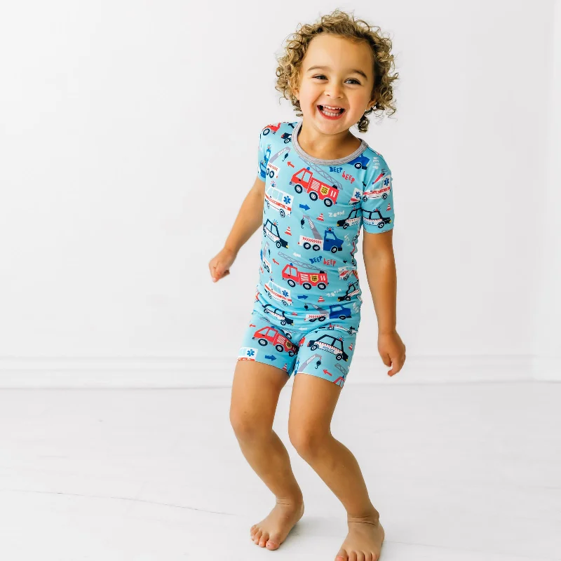 To The Rescue Two-Piece Short Sleeve & Shorts Pajama Set