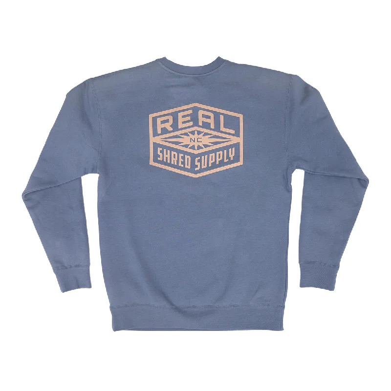 CrewneckcryptoREAL Shred Supply Crew Sweatshirt-Storm Blue