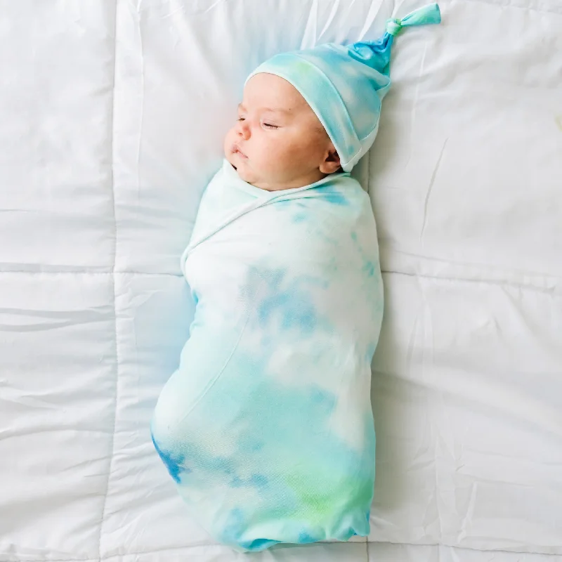 Tidepool Watercolor Swaddle & Hat Set