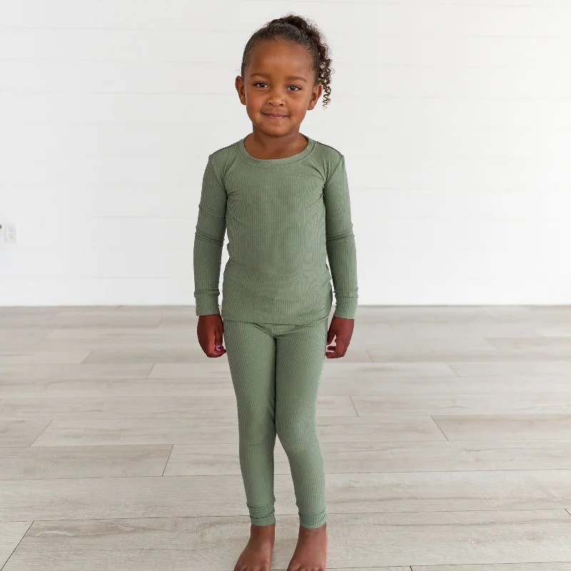 Moss Ribbed Two-Piece Pajama Set