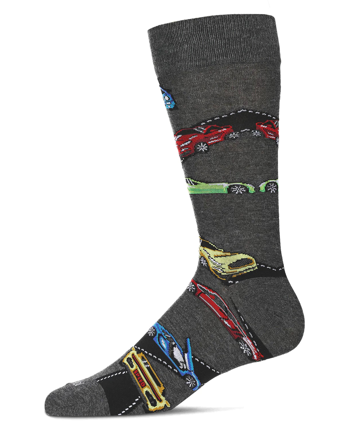 CrewneckmodernMen's Sock-Cars- Charcoal Heather- Bamboo Crew Sock- Acv-08543