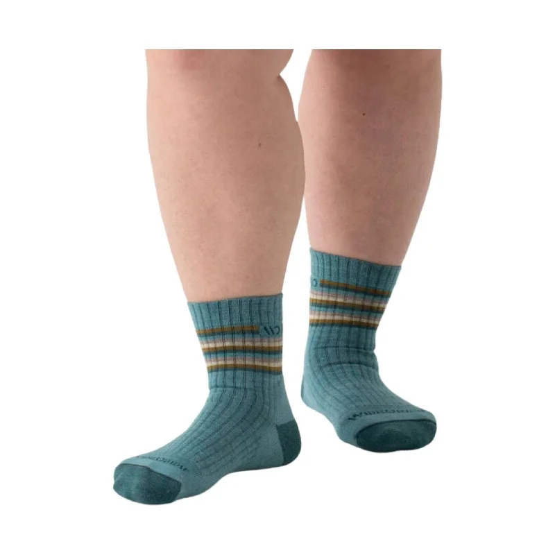 CrewneckenthusiastWide Open Women's Multi Stripe Cushioned Micro Crew Socks - Light Teal