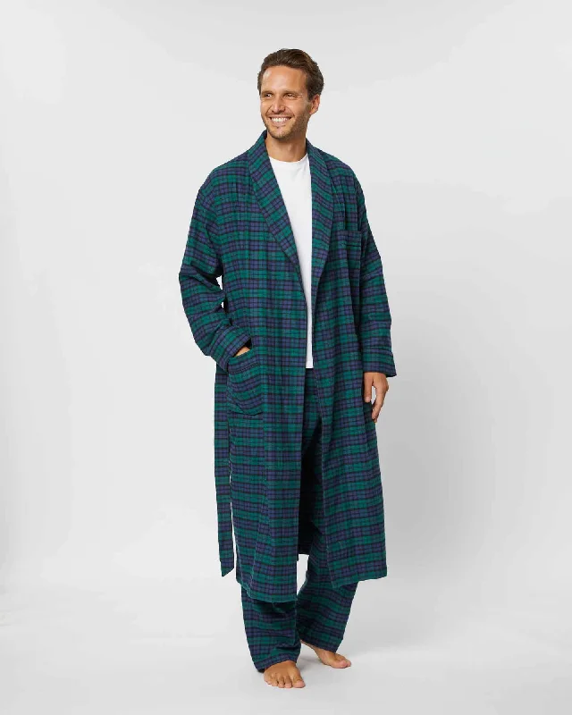 Thermal DressMen's Brushed Cotton Dressing Gown - Litton Blackwatch Tartan