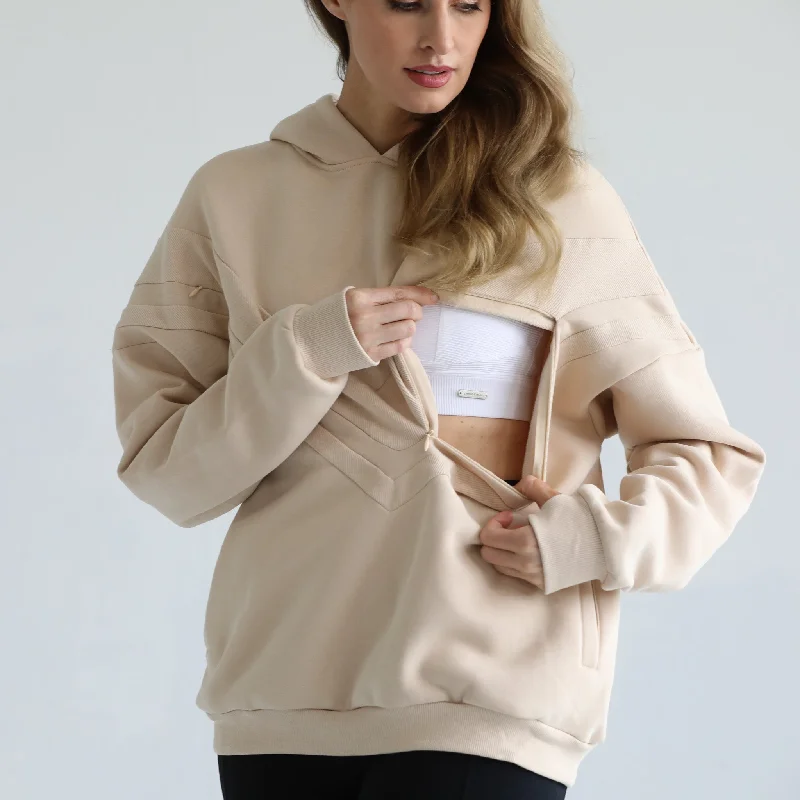 Isabella Ultra Soft Oversized Nursing & Pregnancy Hoodie (Oatmeal)Reflective Hoodies