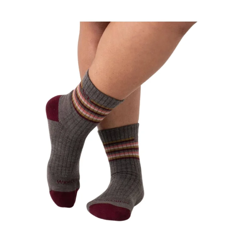 CrewneckcommunityWide Open Women's Multi Stripe Cushioned Micro Crew Socks - Taupe