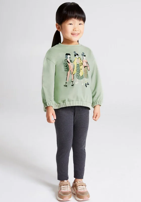 Mayoral Girls Long Sleeve Jumper and Legging Set, Green