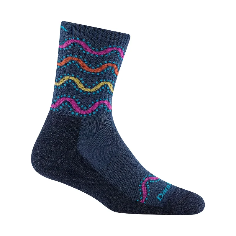 CrewnecktailorDarn Tough Vermont Women's Wandering Stripe Micro Crew Lightweight Hiking Sock - Eclipse