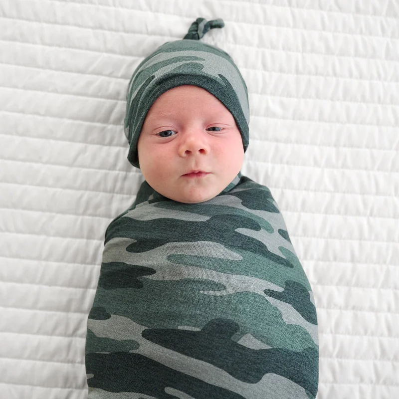 Vintage Camo Swaddle & Hat Set