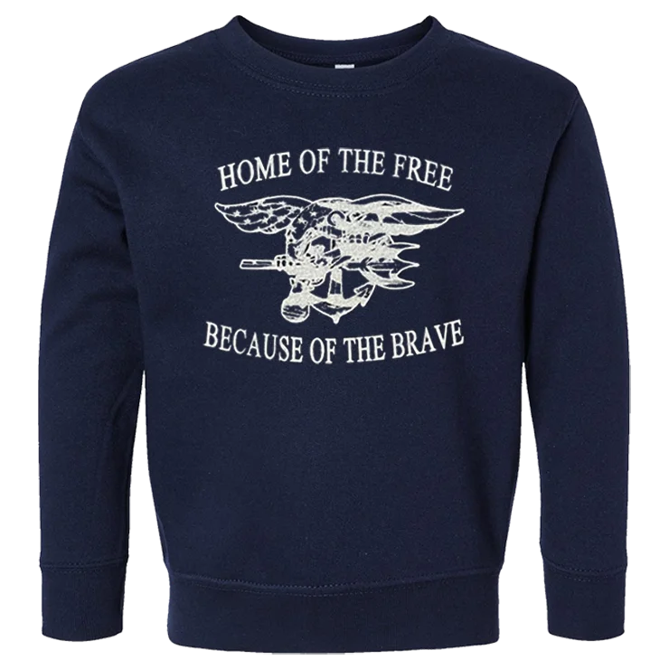 CrewneckfinishToddler Home of the Free with Trident Navy Crewneck Sweatshirt