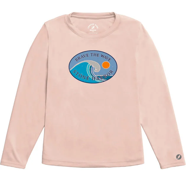 CrewnecklookKids Stone Harbor Sundial (UV protection) Long Sleeve Crew - Pink Sands