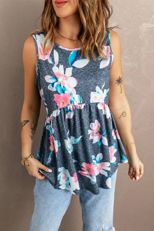 Thermal jacketFloral Peplum Tank Top