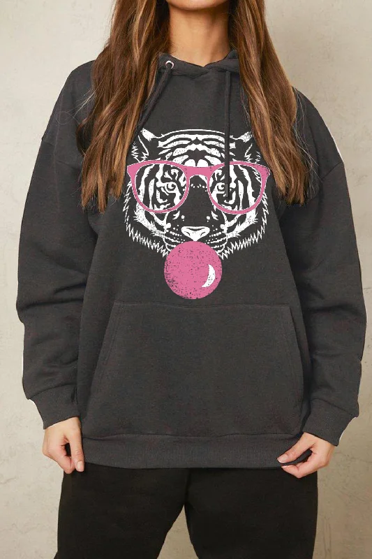 Simply Love Simply Love Full Size Dropped Shoulder Tiger Graphic HoodieHip-Hop Hoodies