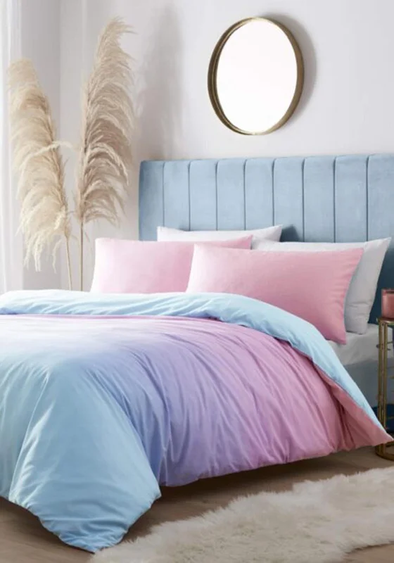 Portfolio Rainbow Ombre Double Duvet Set, Blue & Pink