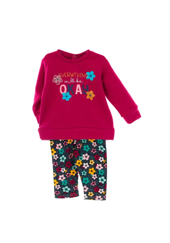 Babybol Girls Floral Jumper and Legging Set, Pink Multi