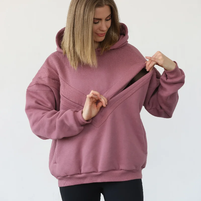 Isabella Ultra Soft Oversized Nursing & Pregnancy Hoodie (Mauve Smoke)Cycling Hoodies