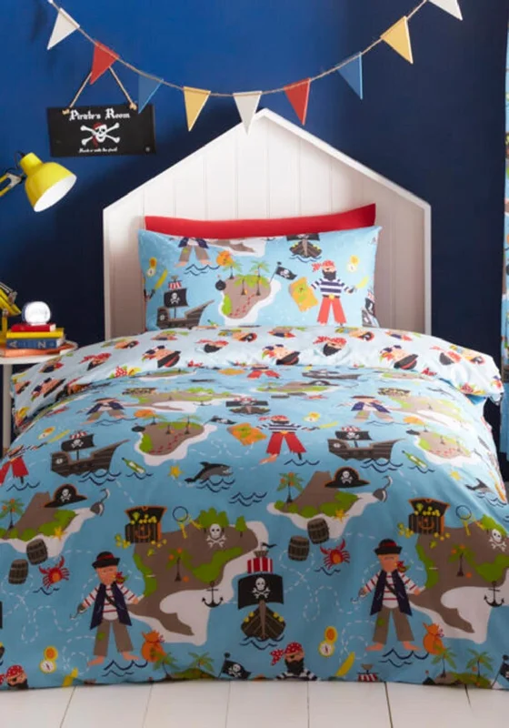 Portfolio Kids Club Pirates Map Double Duvet Set, Blue Multi