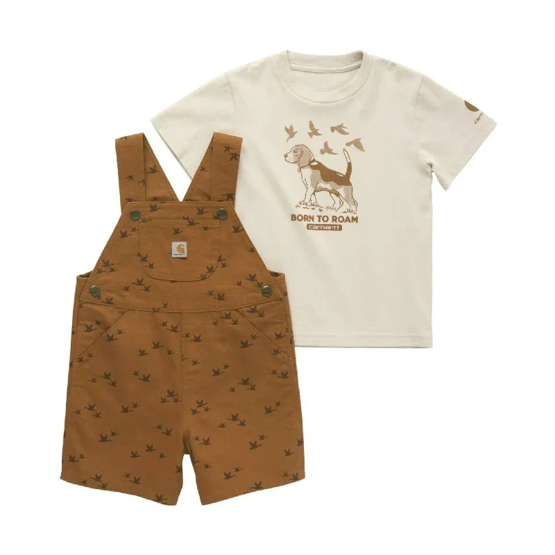 Sports Team Short Sleeve TopsCarhartt Boys' Toddler Short Sleeve T Shirt And Canvas Print Shortall Set - Carhartt Brown