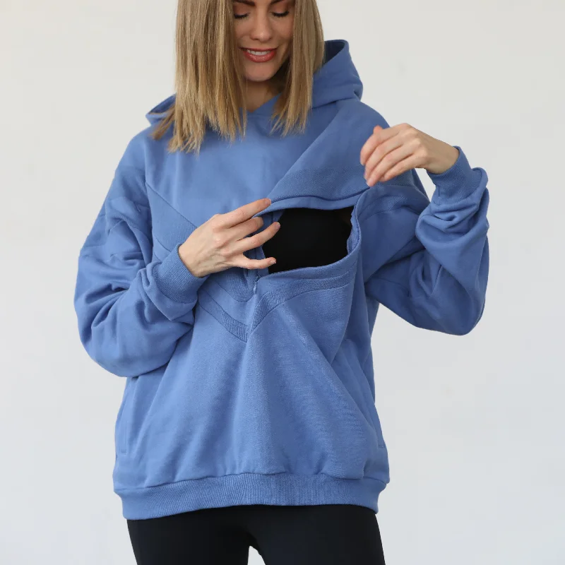 Isabella The Organic Oversized Nursing & Pregnancy Hoodie (Pitch Blue)Camping Hoodies