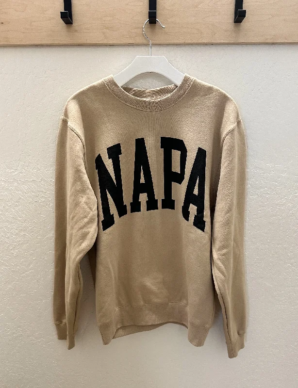 CrewneckstretchNapa Block Crewneck Sweatshirt, Tan/Black