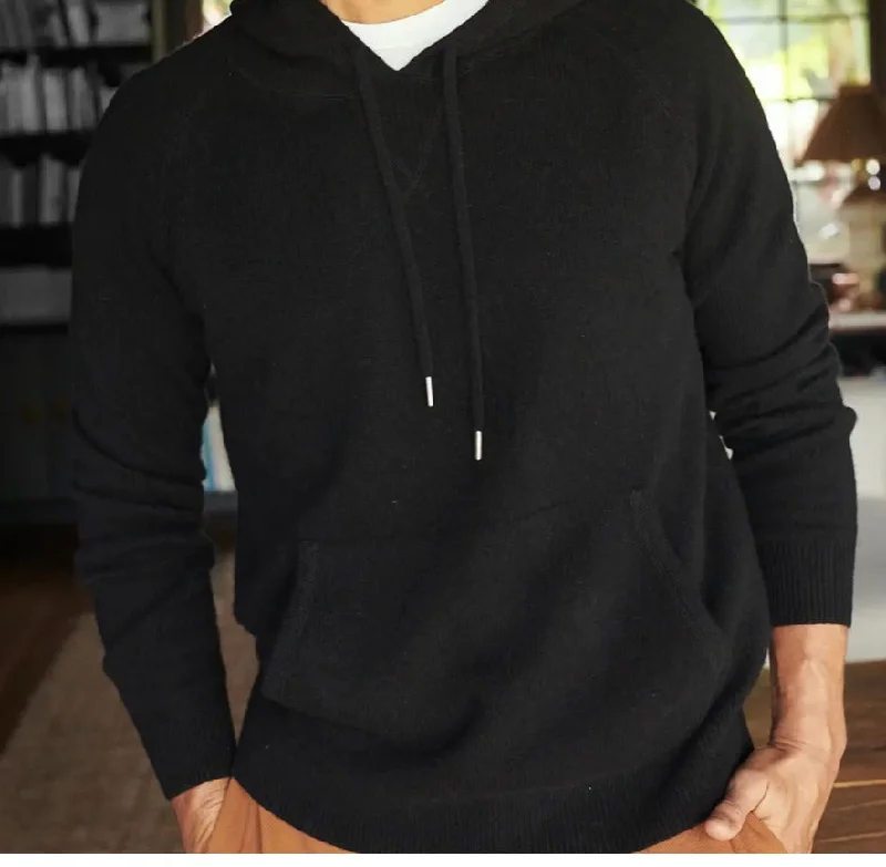 Men’s cashmere premium Mongolian HoodieStudded Sweatshirts