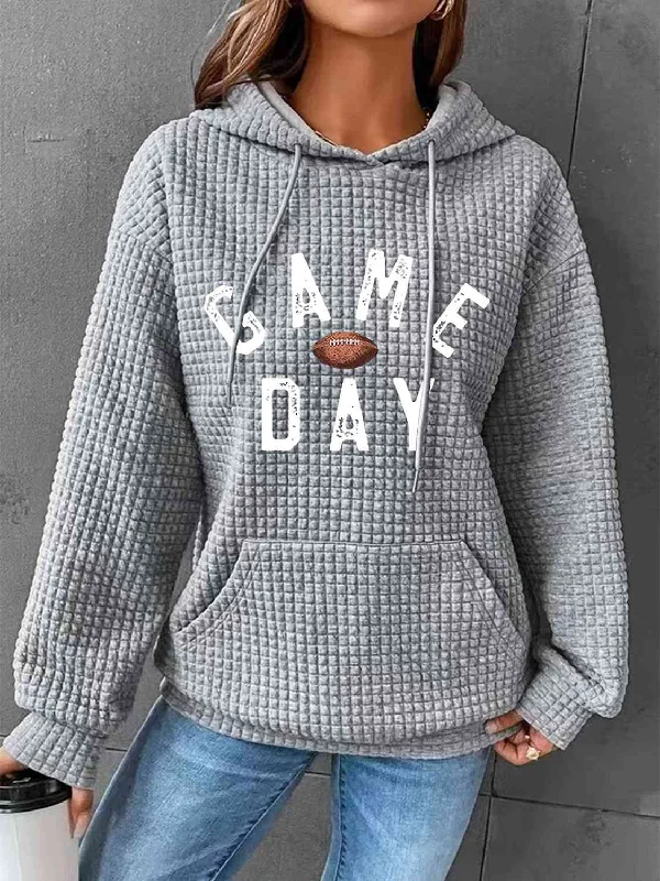 Full Size GAME DAY Graphic Drawstring HoodieMicrofleece Hoodies