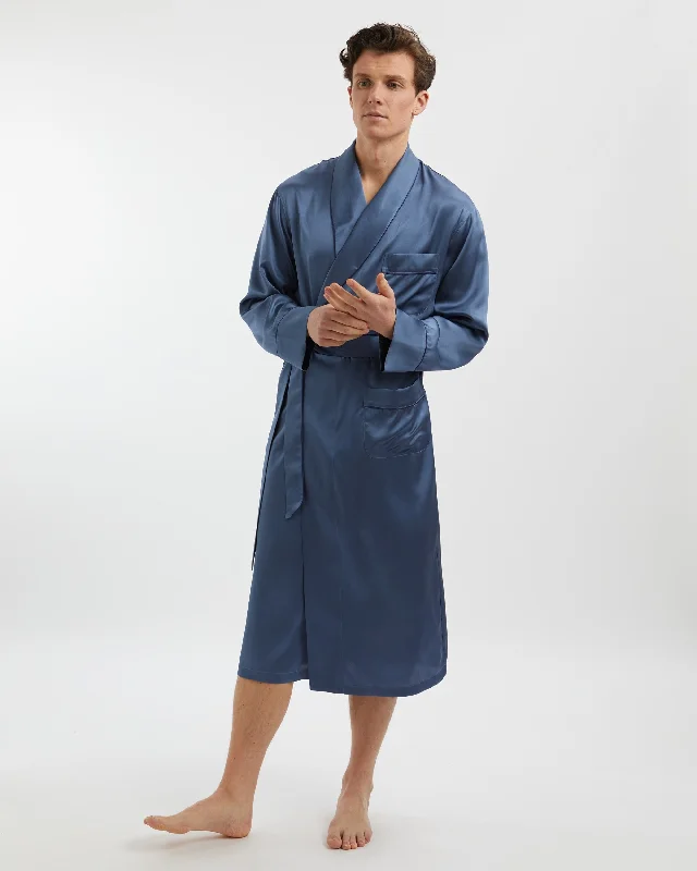 Party DressMen's Silk Dressing Gown - Airforce Blue