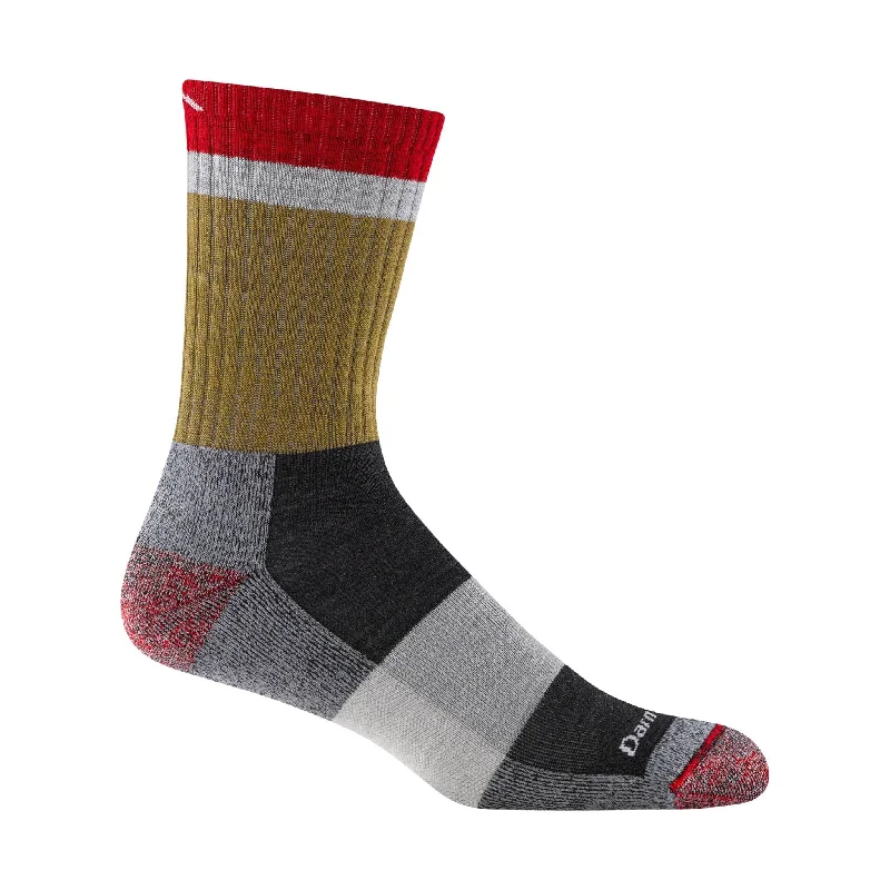 CrewneckappDarn Tough Vermont Men's Heady Stripe Micro Crew Lightweight Hiking Sock - Ash